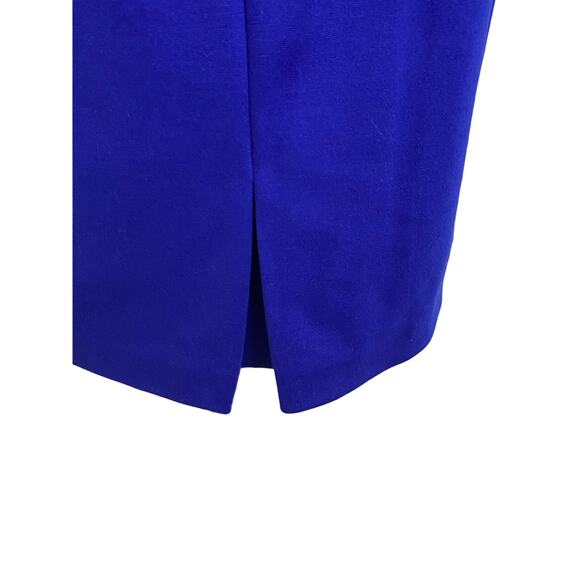 Tahari Royal Blue Flattering Sheath Dress with Black Leather Piping Size 6 - Picture 10 of 12